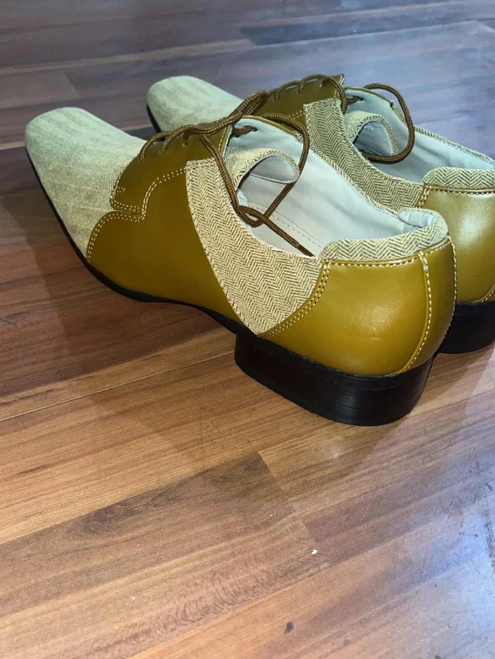 Men's Olive & Beige Herringbone Dress Shoes